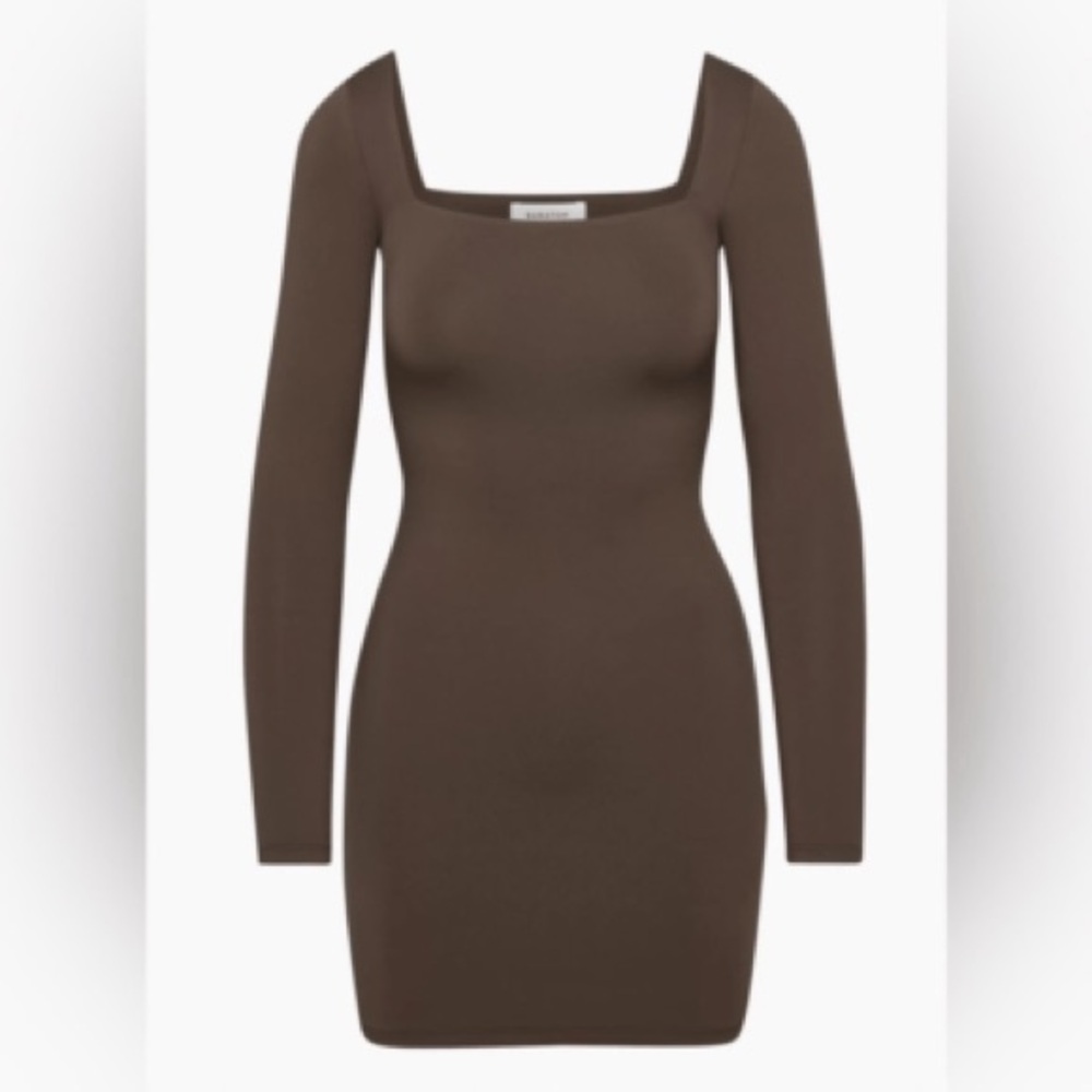Aritzia Babaton chocolate Brown Long Sleeve Body con Dress